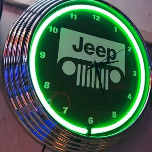 Neon Jeep Wall Clock